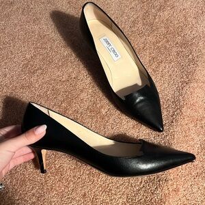 JIMMY CHOO POINTY KITTEN HEELS BLACK